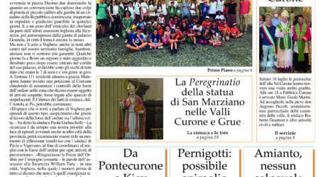 Prima pagina 21 luglio